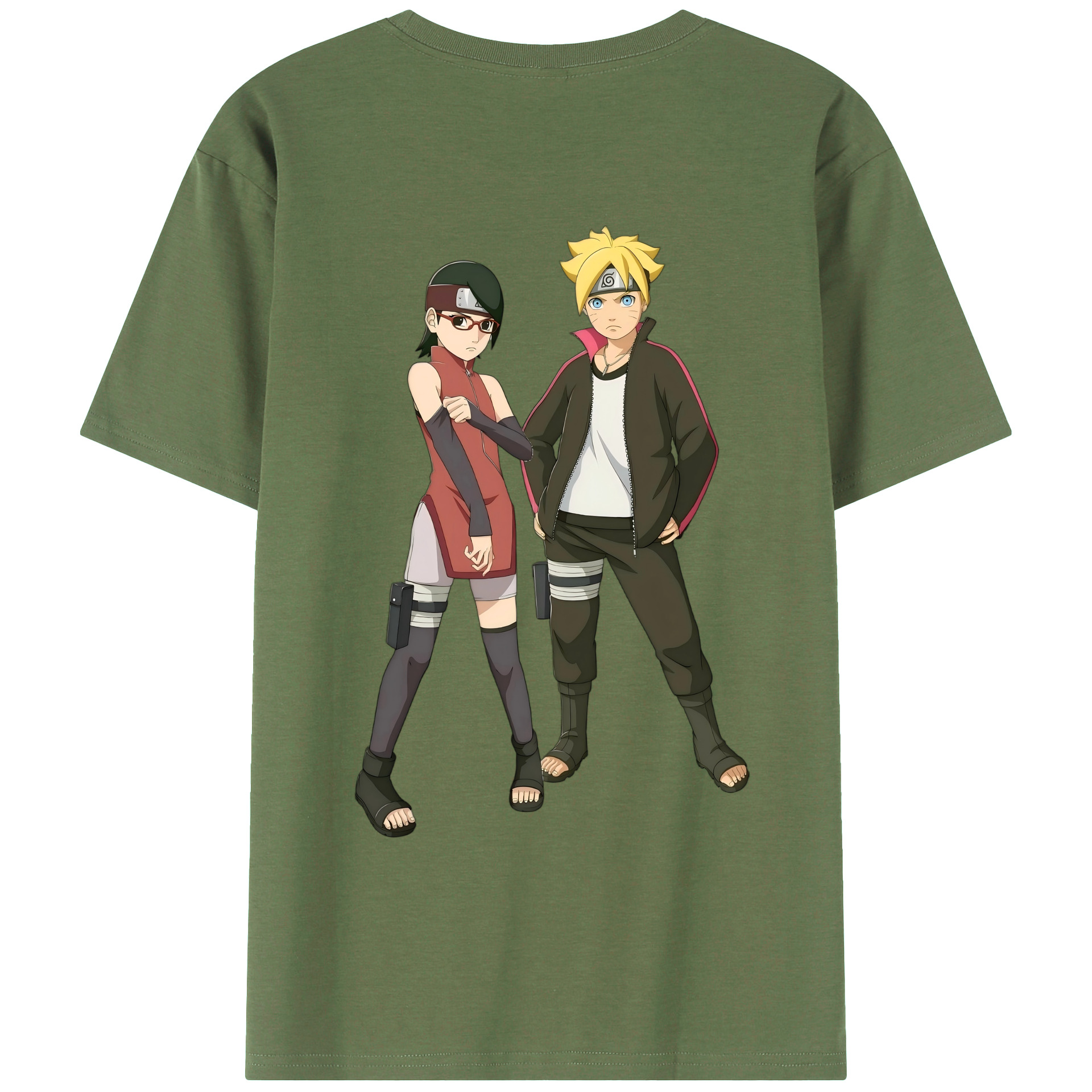 （画像用） NARUTO -ナルト- うずまき ボルト Uzumaki Boruto 綿100％ メンズ半袖Tシャツ（バックプリント） 通気性
